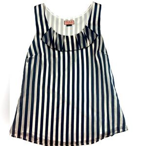 Thomas Pink Navy and White Silk Ruffle Detail Tank Top Size US8